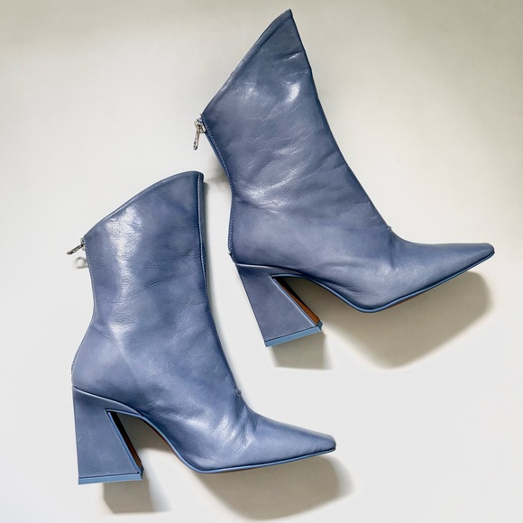 NWOT L’INTERVALLE Lizzo Blue Leather Boots - Picture 3 of 6